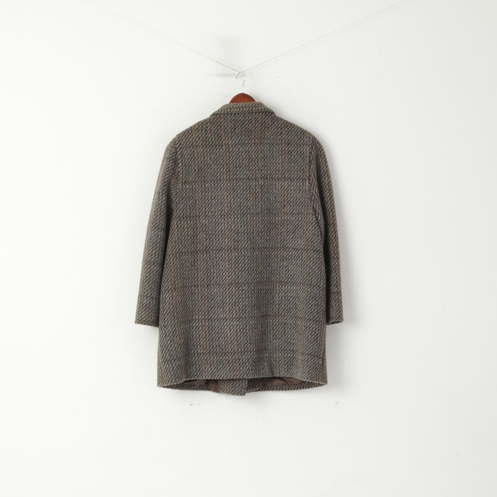 Petite Mademoiselle Women XL Jacket Taupe Wool Double Breasted Oversize Blazer