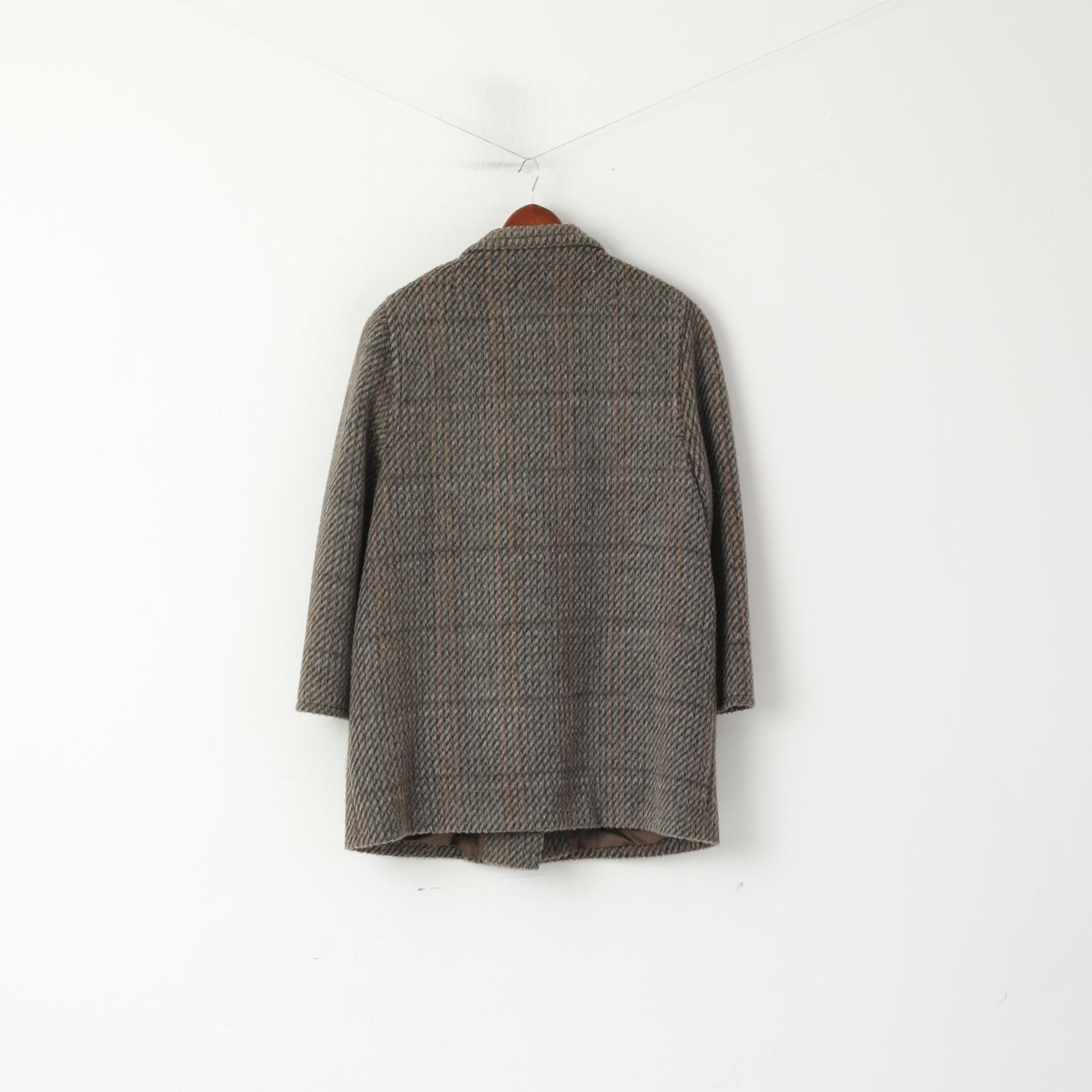 Petite Mademoiselle Women XL Jacket Taupe Wool Double Breasted Oversize Blazer