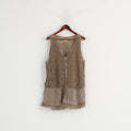 Made in Italy Chemise XXXL (XXL) pour femme Marron 100 % lin et dentelle sans manches