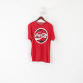 F&amp;F Hommes L Chemise Rouge Coton Enjoy Coca-Cola Football Ras du Cou Haut Décontracté