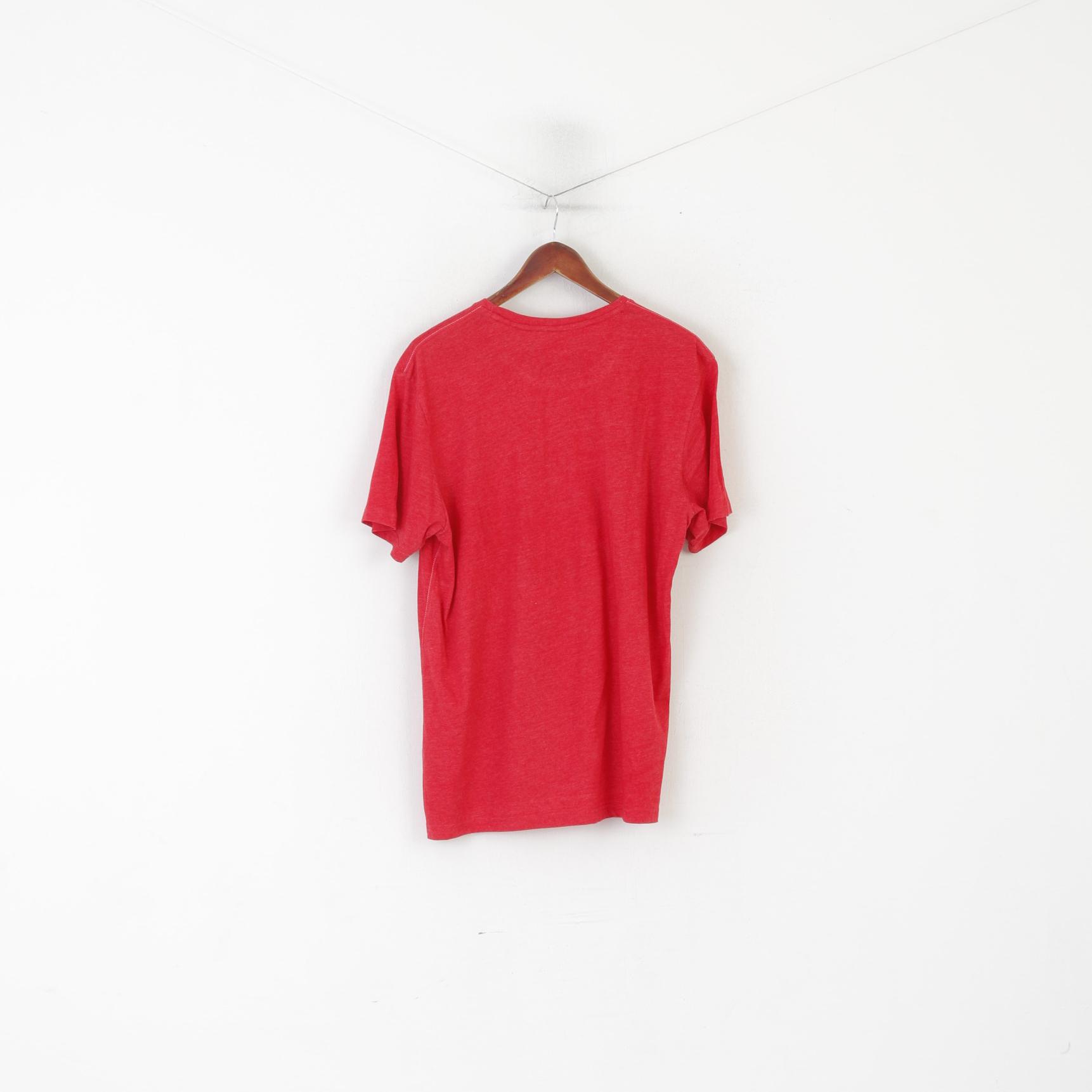 F&F Men L Shirt Red Cotton Enjoy Coca-Cola Football Crew Neck Casual Top