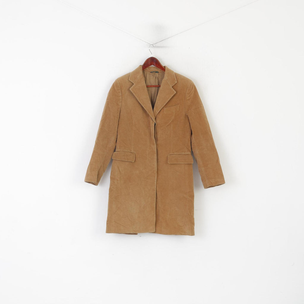 Uli Knecht Cappotto Donna M Cammello Velluto di Cotone Vintage Monopetto Emisfero Italia 3