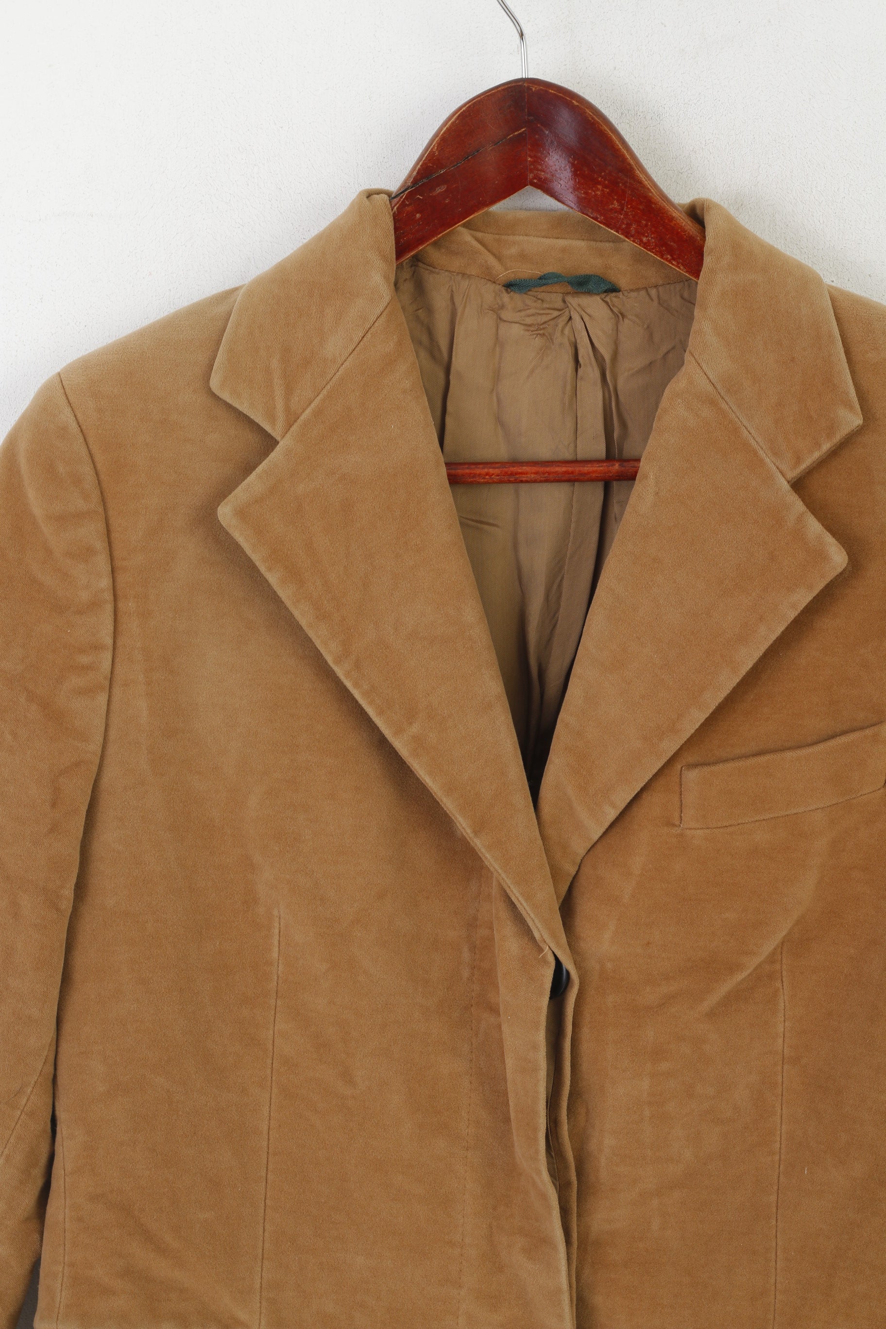 Uli Knecht Cappotto Donna M Cammello Velluto di Cotone Vintage Monopetto Emisfero Italia 3