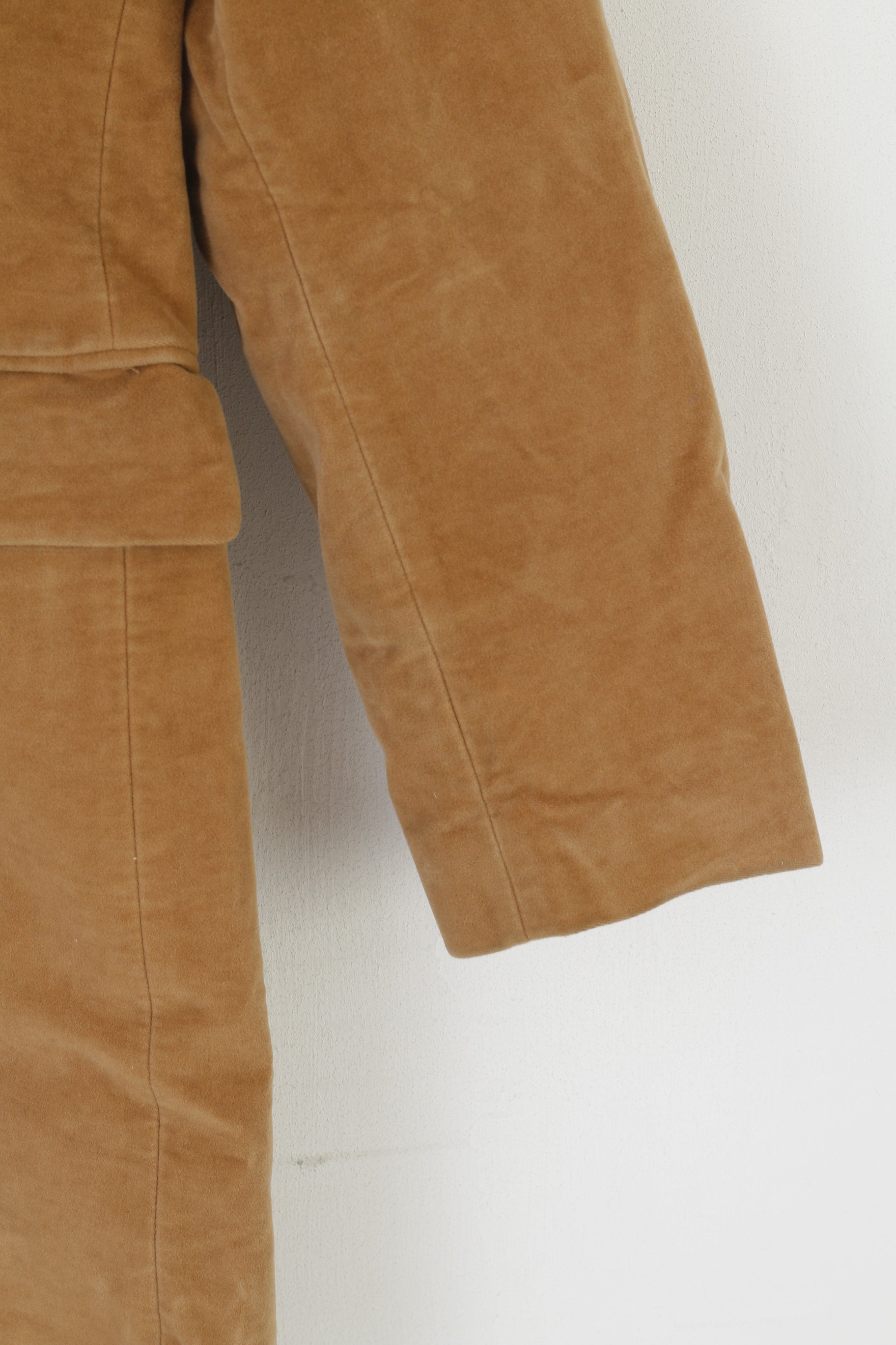 Uli Knecht Cappotto Donna M Cammello Velluto di Cotone Vintage Monopetto Emisfero Italia 3