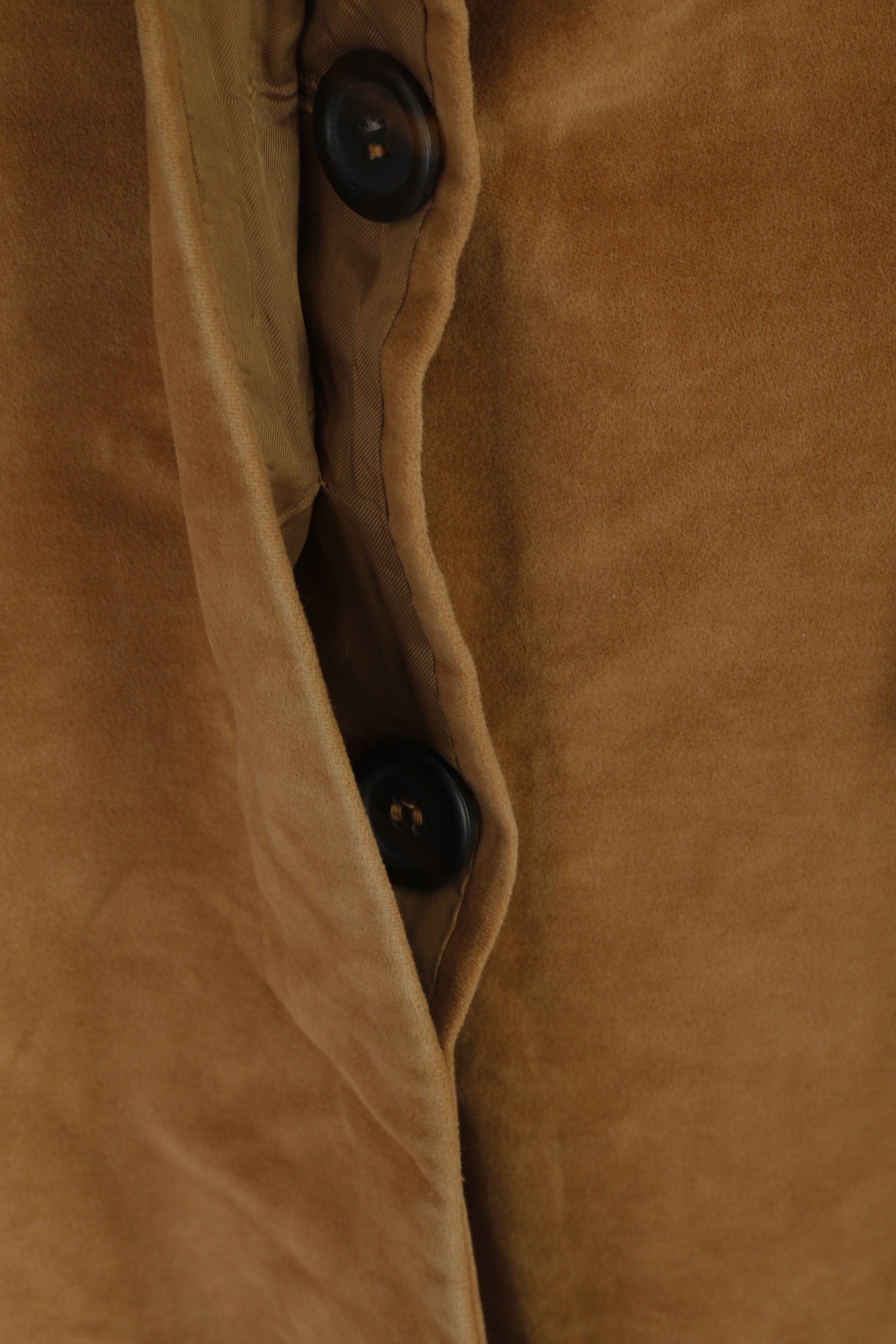 Uli Knecht Cappotto Donna M Cammello Velluto di Cotone Vintage Monopetto Emisfero Italia 3