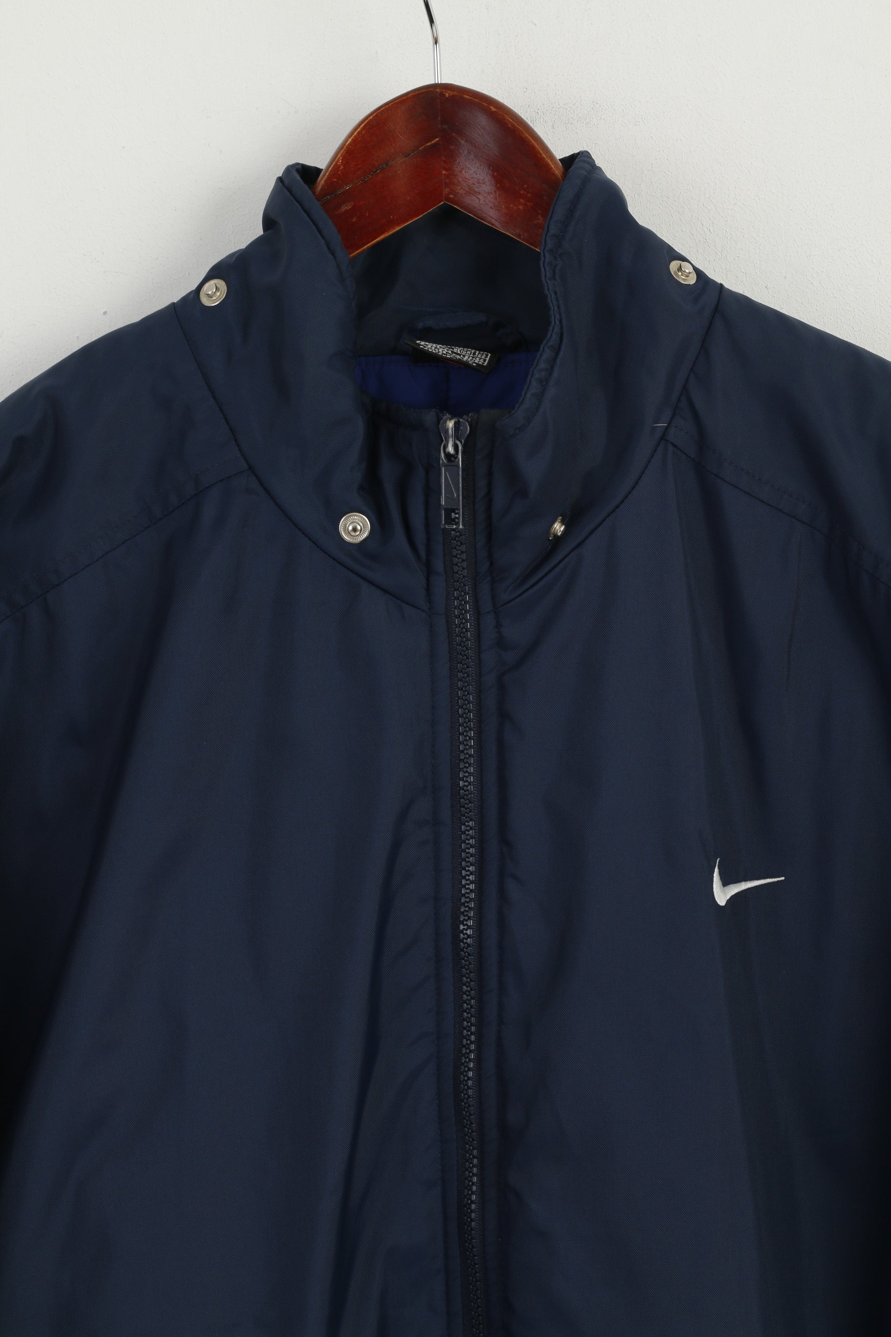 Nike Men L 183 Jacket Navy Nylon Waterproof Padded Full Zipper