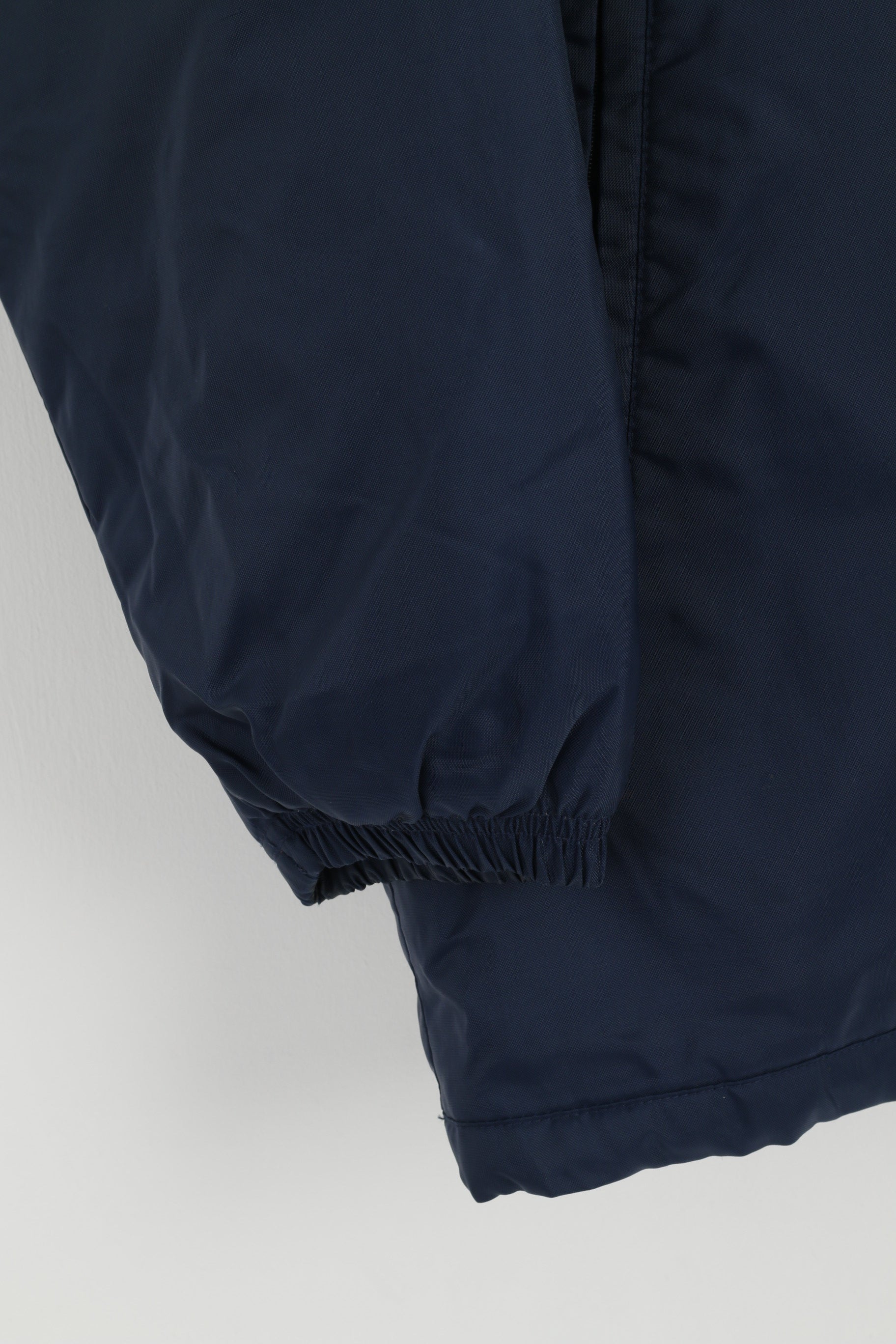 Giacca Nike Uomo L 183 Giacca blu navy in nylon impermeabile imbottita con cerniera intera retrò