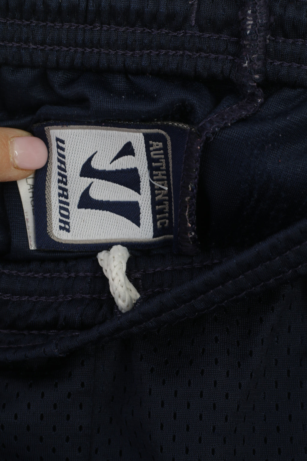 Warrior Men L Pantaloncini Navy Sportswear Vintage Shiny Mesh Activewear