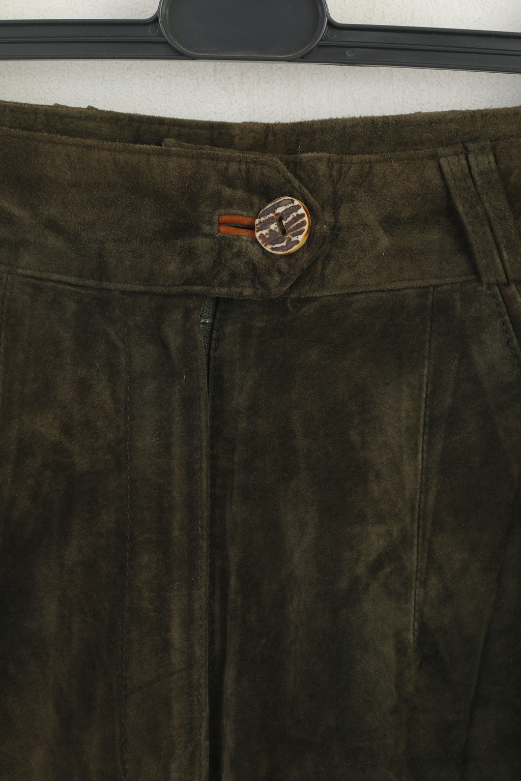 C&amp;A New Fast Women 36 10 S Pantaloni in pelle Pantaloni retrò vintage in pelle scamosciata verde