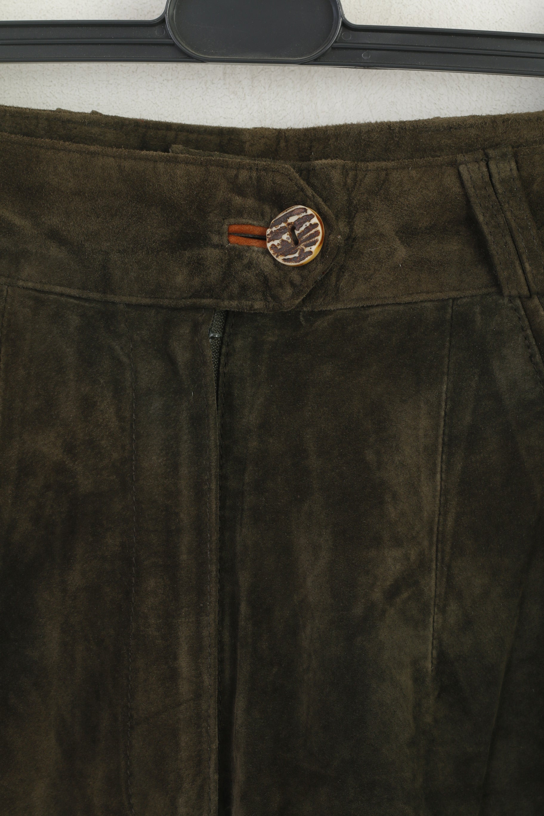 C&amp;A New Fast Women 36 10 S Pantalon en cuir Pantalon rétro vintage en daim vert