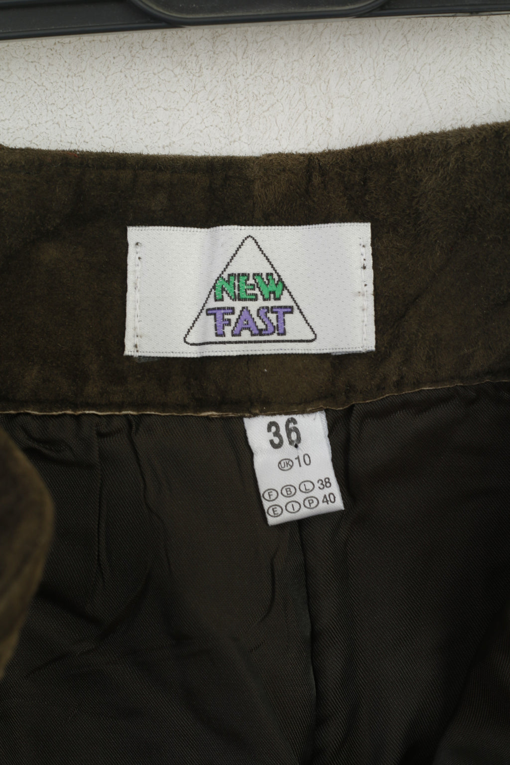 C&amp;A New Fast Women 36 10 S Pantaloni in pelle Pantaloni retrò vintage in pelle scamosciata verde