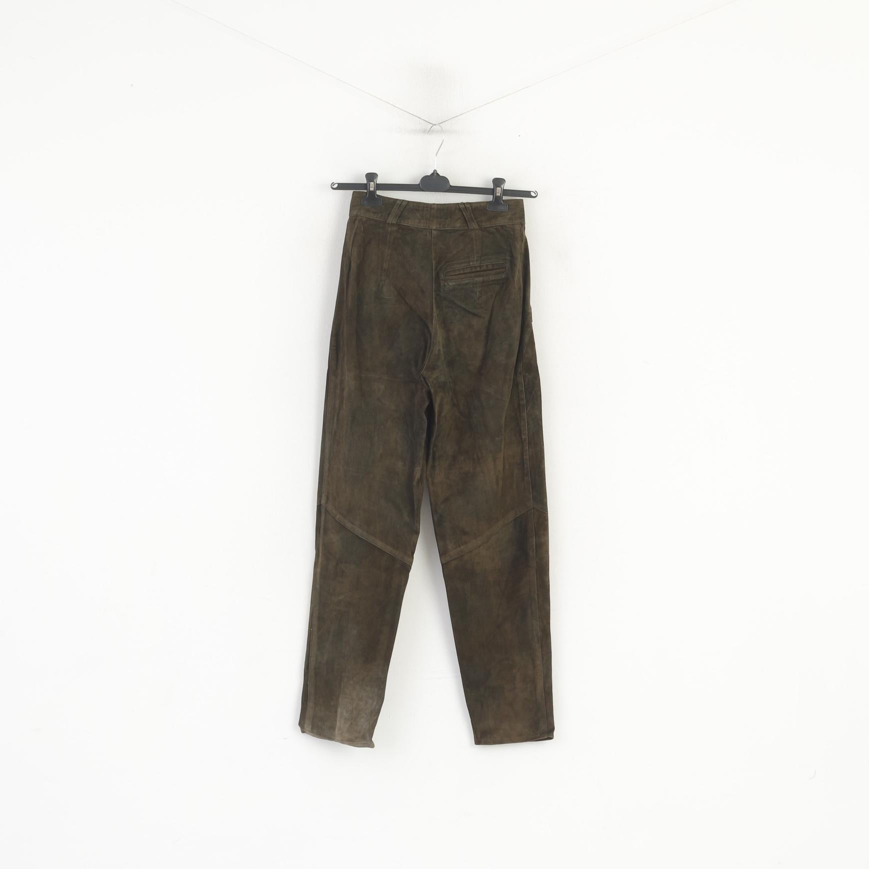 C&amp;A New Fast Women 36 10 S Pantalon en cuir Pantalon rétro vintage en daim vert