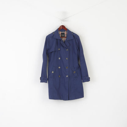 Etage Cappotto da donna 42 L Cappotto in cotone blu scuro con cintura Capispalla danese con cintura Trench