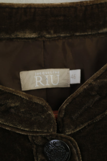 Jacqueline Riu Donna 46 L Blazer Giacca con colletto rialzato vintage lucido kaki