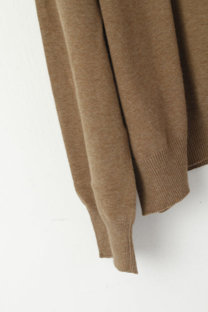 Gant Maglione XXL da uomo marrone 100% cotone con logo scollo a V, maglione morbido e semplice