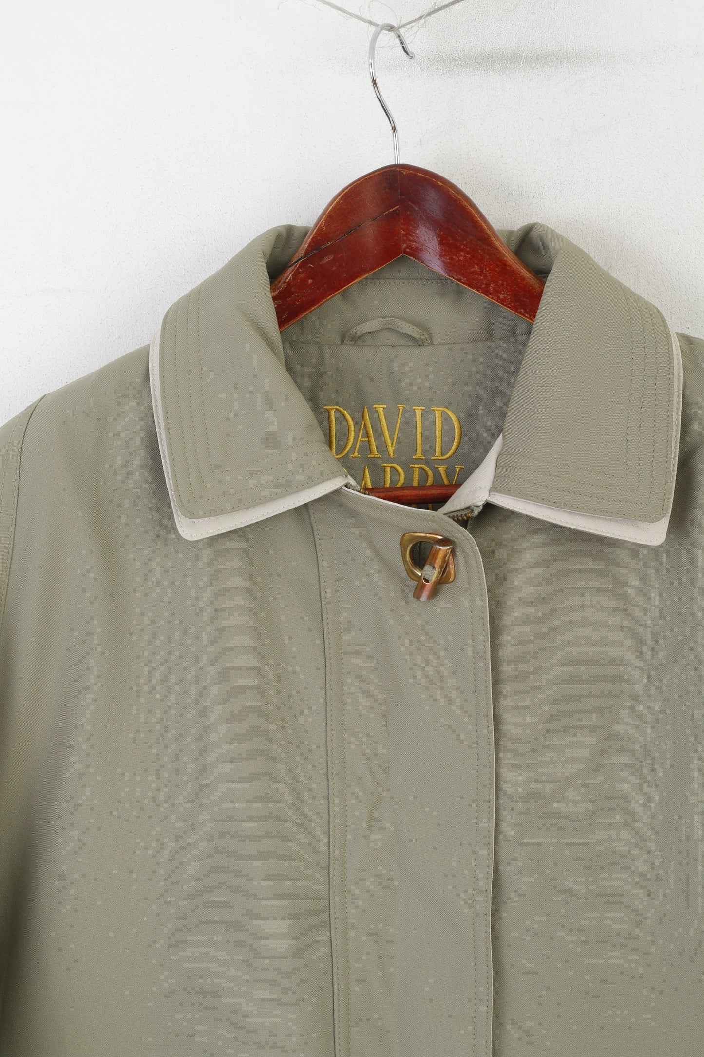 David Barry Women 22 XXL Jacket Khaki Vintage Padded Zip Up Shoulder Pads Top