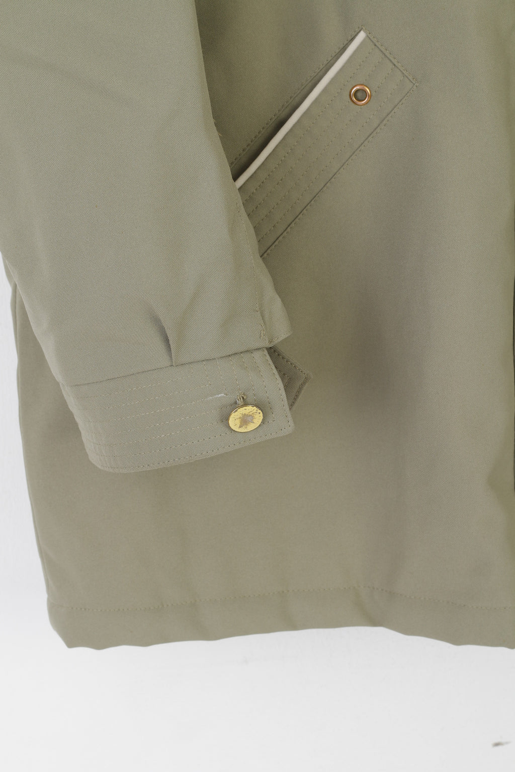 David Barry Women 22 XXL Jacket Khaki Vintage Padded Zip Up Shoulder Pads Top