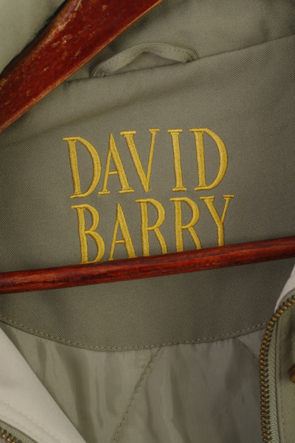 Giacca David Barry da donna 22 XXL con spalline imbottite vintage color kaki con cerniera e top