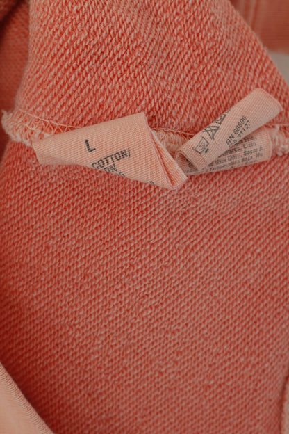 DKNY Jeans Donna L (S) Camicia in felpa di cotone color pesca girocollo con logo