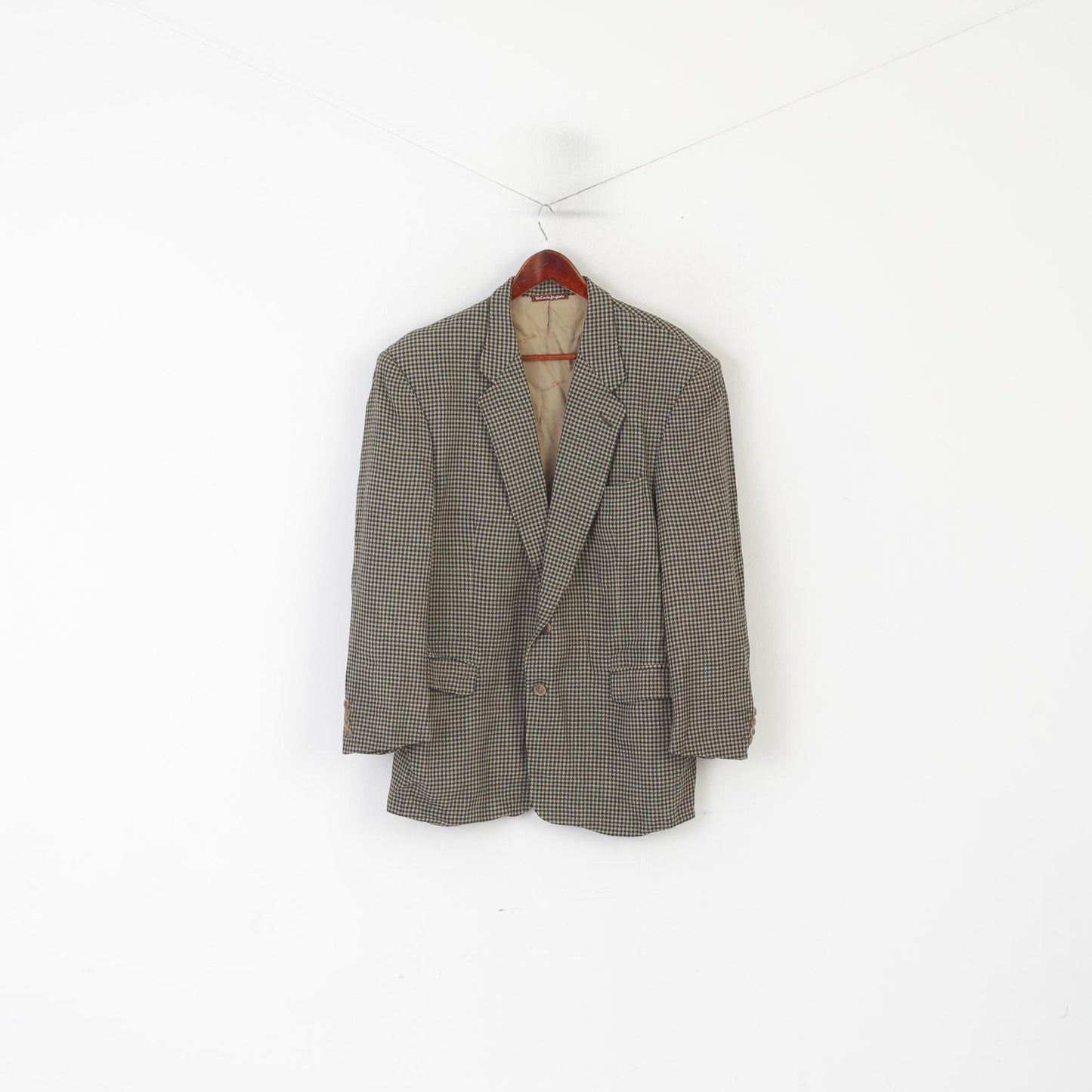 Pierre Balmain El Corte Ingles Men 56 46 Blazer Brown Wool Check Vintage Top Suit Check Wool Brown