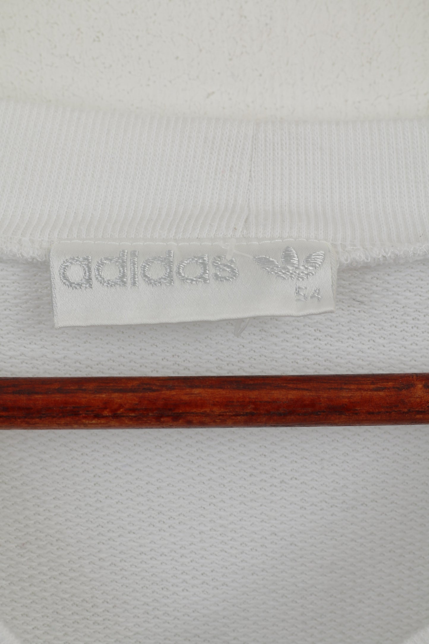 Adidas Men 54 M Sweatshirt White Cotton V Neck Vintage Classic Blouse Top