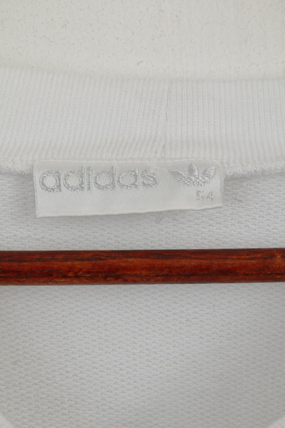 Adidas Men 54 M Sweatshirt White Cotton V Neck Vintage Classic Blouse Top