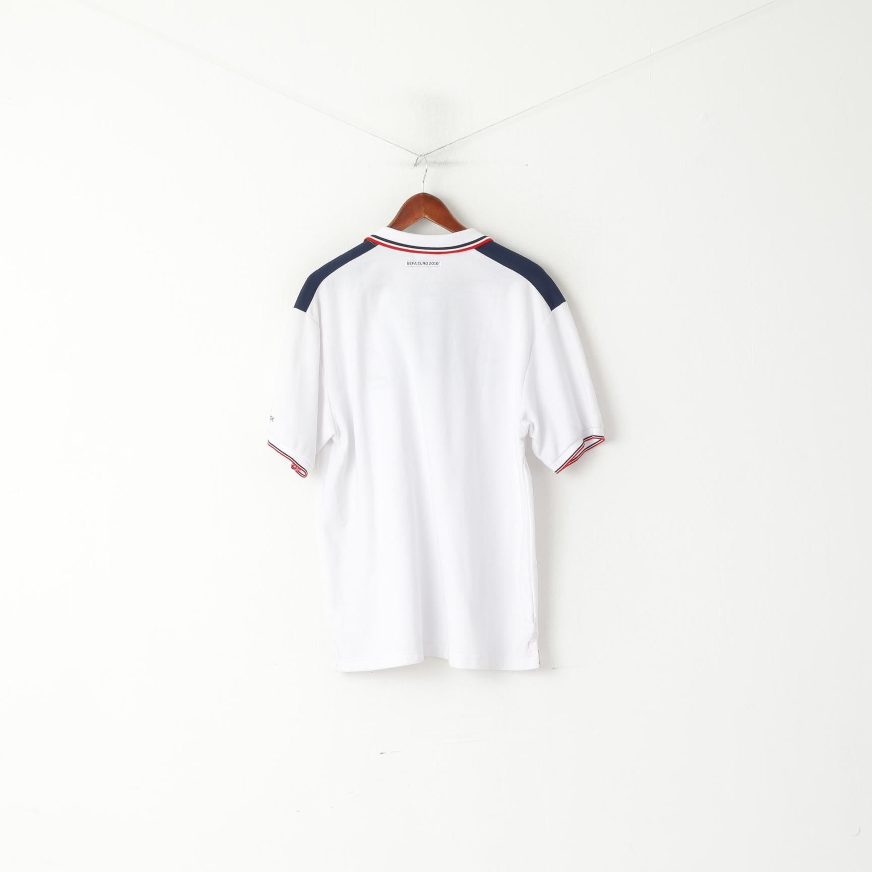Nuova polo UEFA Euro 2016 Francia da uomo XL in cotone bianco Inghilterra Top ufficiale