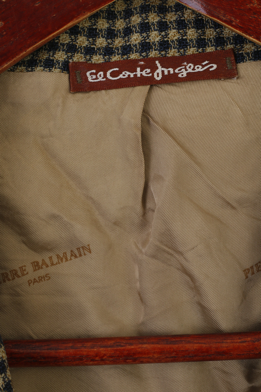 Pierre Balmain El Corte Ingles Homme 56 46 Blazer Marron Laine Check Vintage Top Suit Check Laine Marron