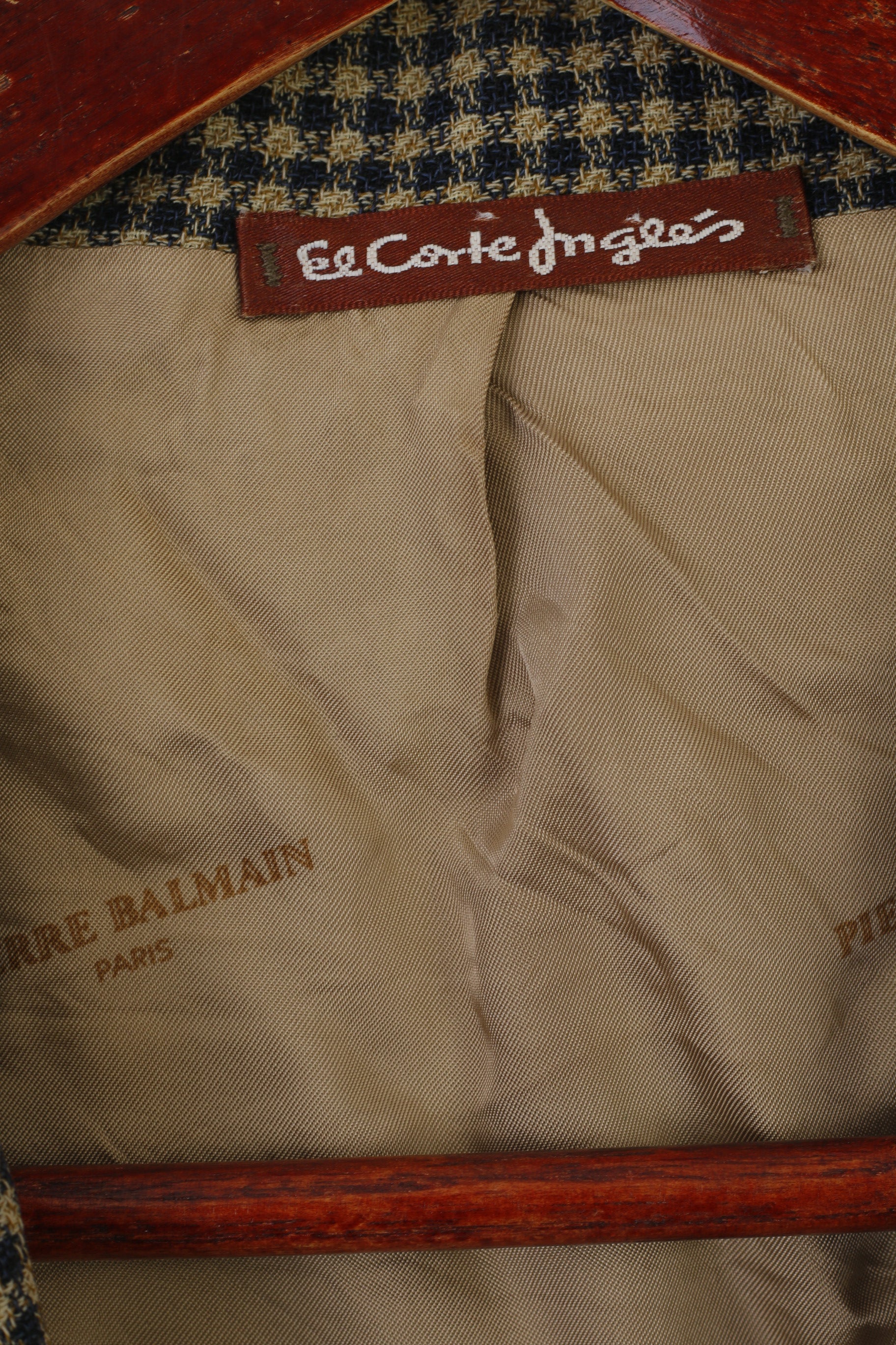 Pierre Balmain El Corte Ingles Homme 56 46 Blazer Marron Laine Check Vintage Top Suit Check Laine Marron