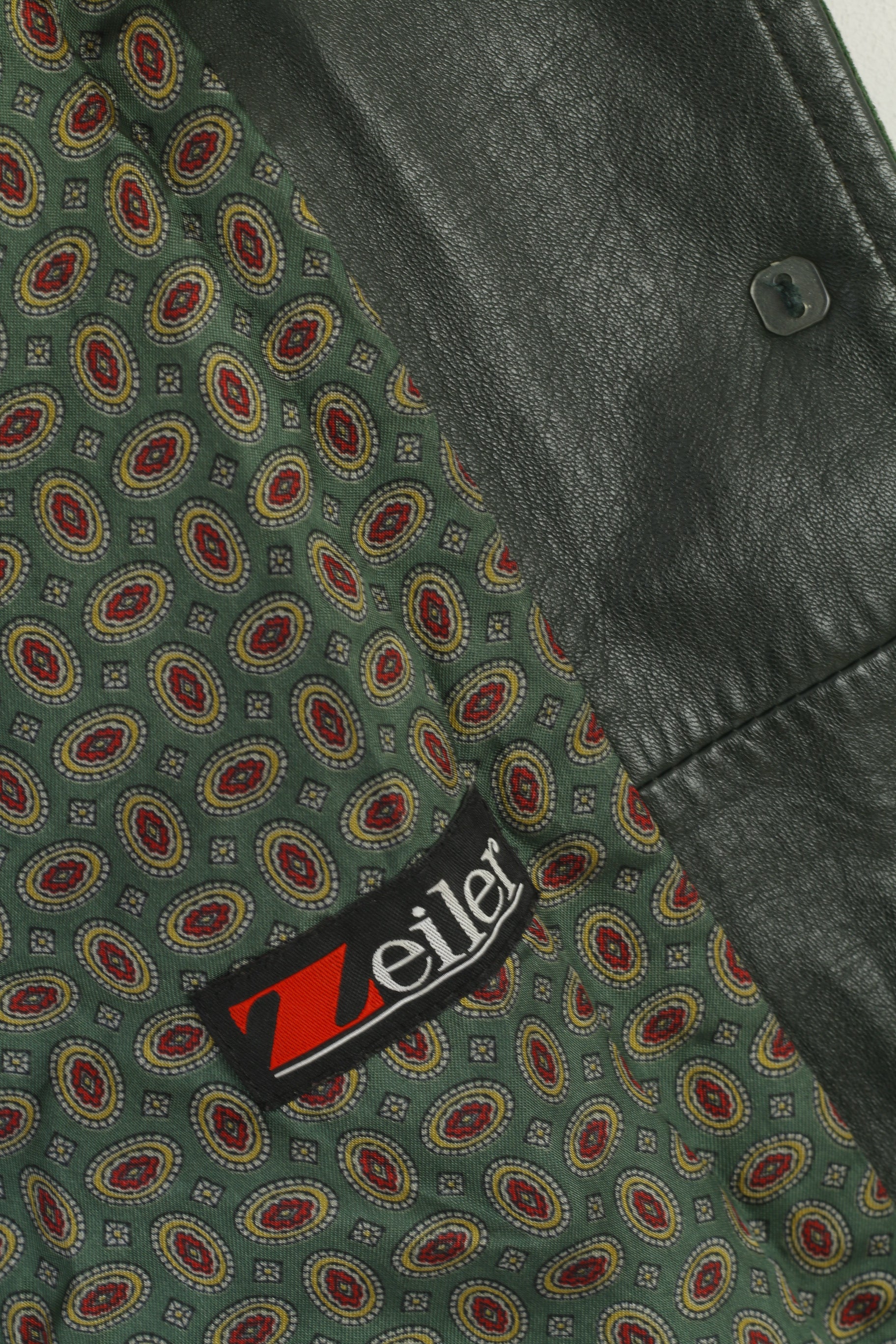 Zeiler Women 38 M Jacket Green Vintage Germany Velour Buttoned Shoulder Pads Top