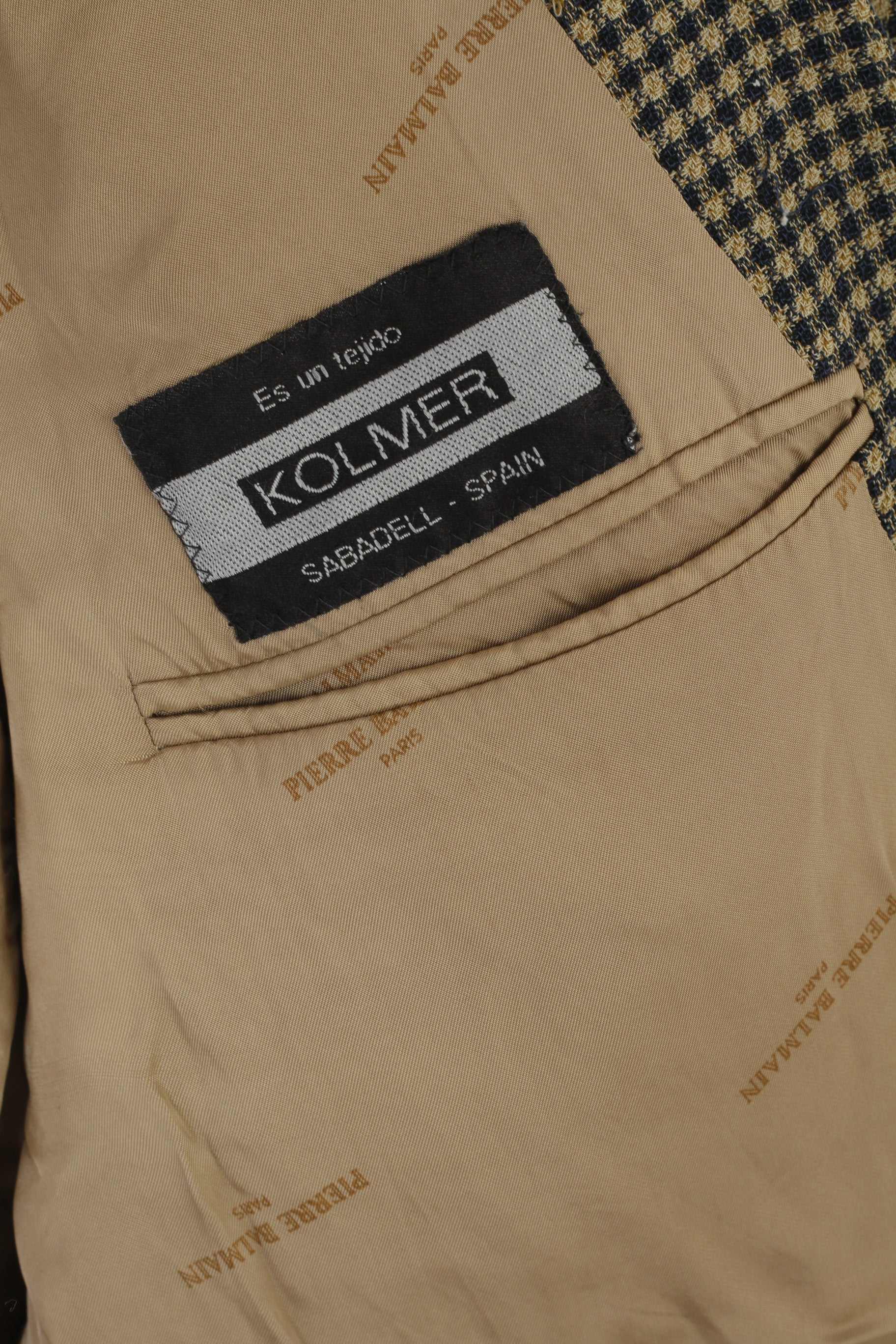 Pierre Balmain El Corte Ingles Homme 56 46 Blazer Marron Laine Check Vintage Top Suit Check Laine Marron