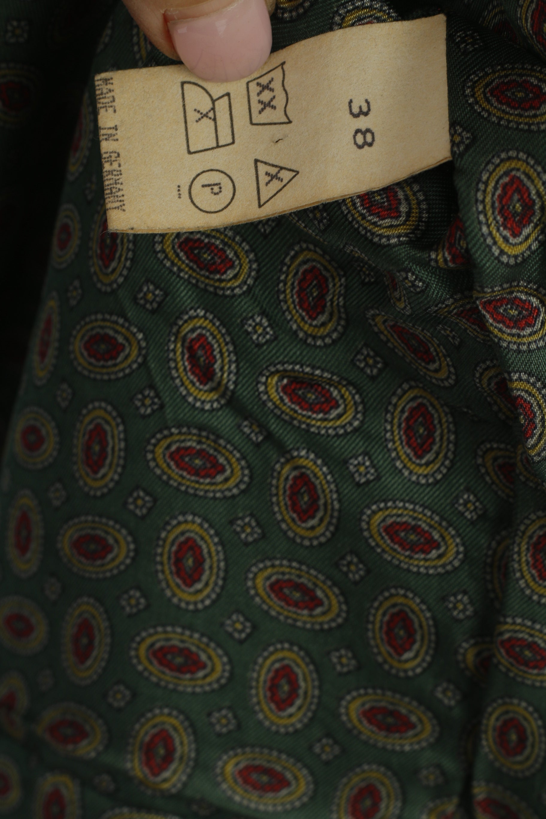 Zeiler Women 38 M Jacket Green Vintage Germany Velour Buttoned Shoulder Pads Top