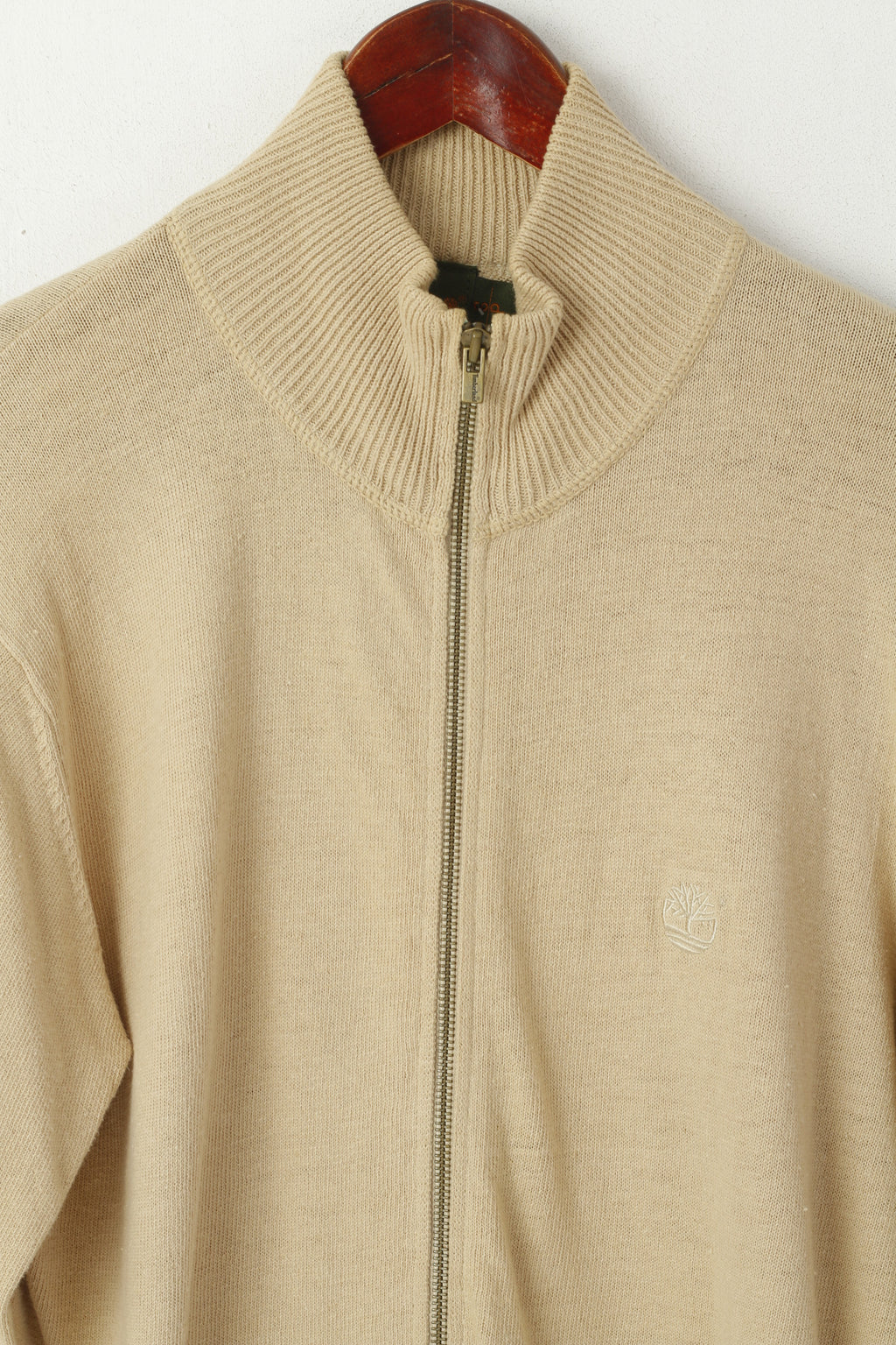Timberland Uomo Maglione Beige Cardigan con cerniera intera Maglieria in misto cotone e lino