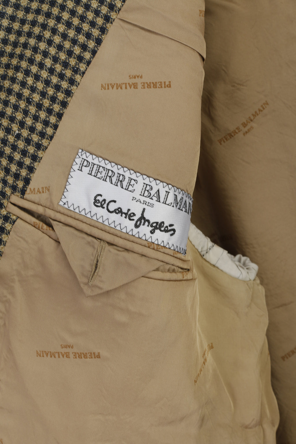 Pierre Balmain El Corte Ingles Homme 56 46 Blazer Marron Laine Check Vintage Top Suit Check Laine Marron