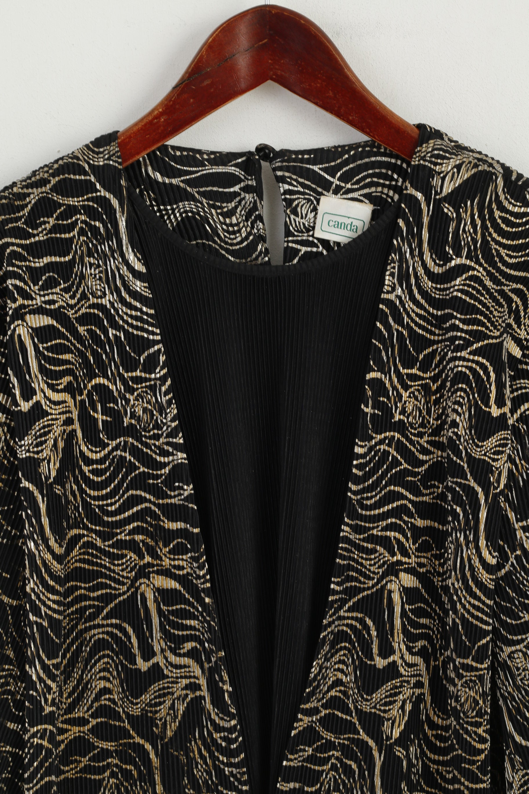 CANADA C&amp;A Femmes 14 42 Chemise Noir Or Imprimé Élégant Haut À Manches Courtes