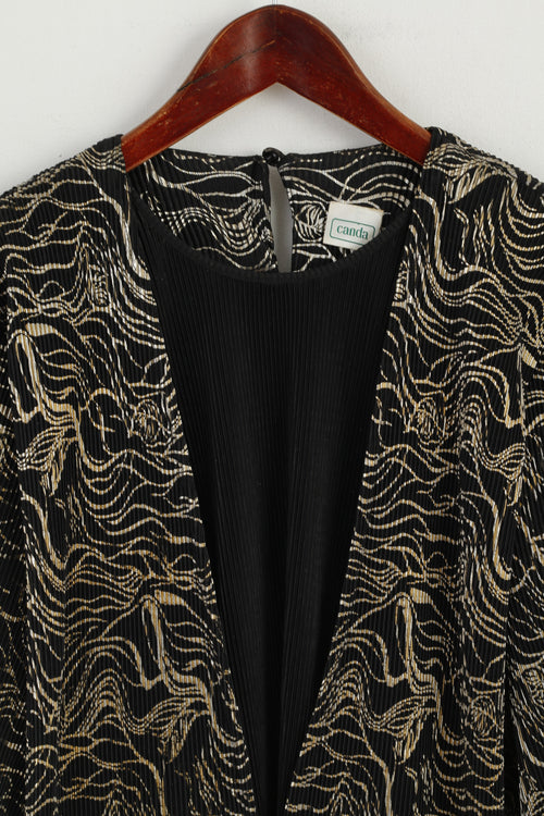 CANADA C&amp;A Maglia da donna 14 42 Top elegante a maniche corte stampato nero oro