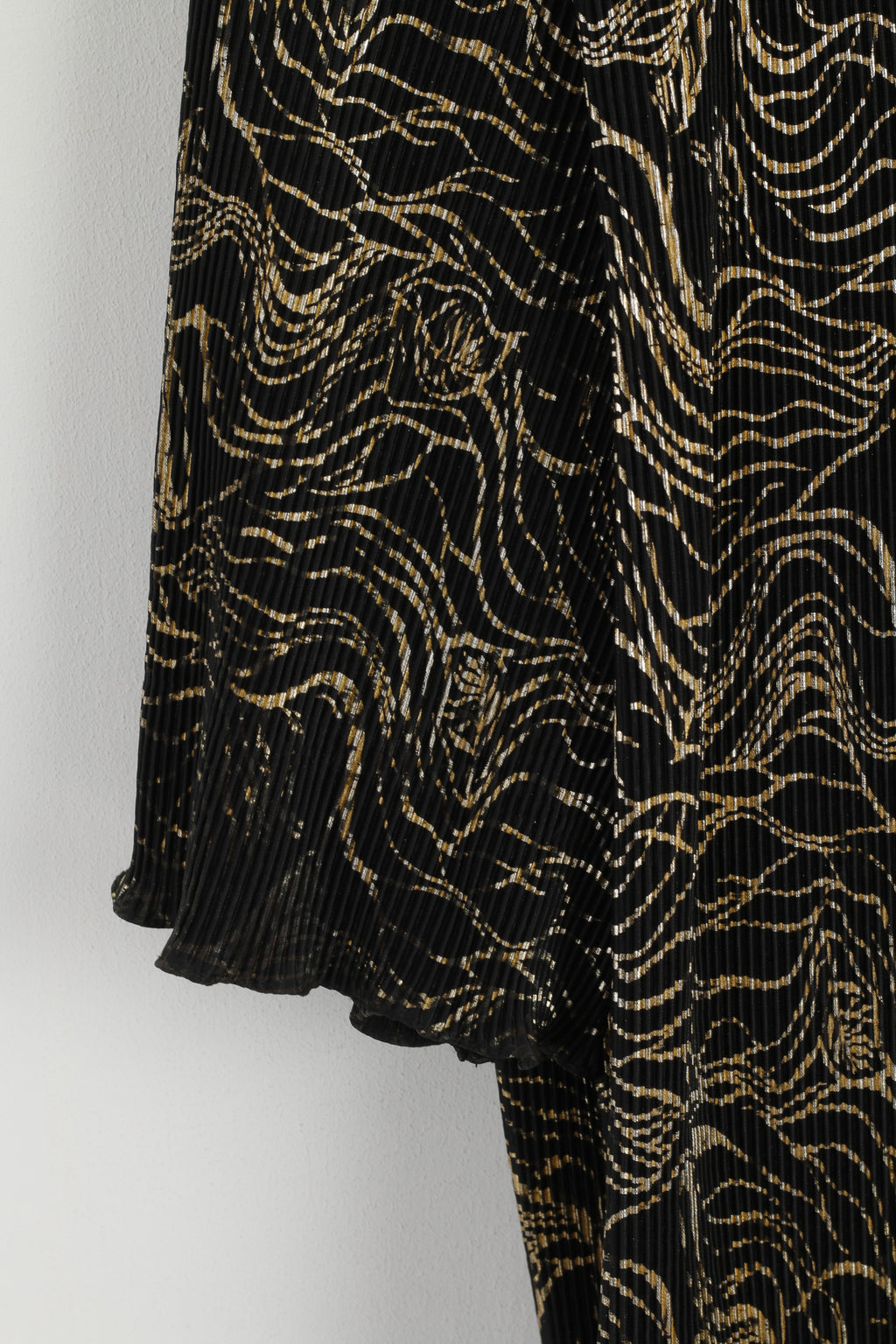 CANADA C&amp;A Femmes 14 42 Chemise Noir Or Imprimé Élégant Haut À Manches Courtes
