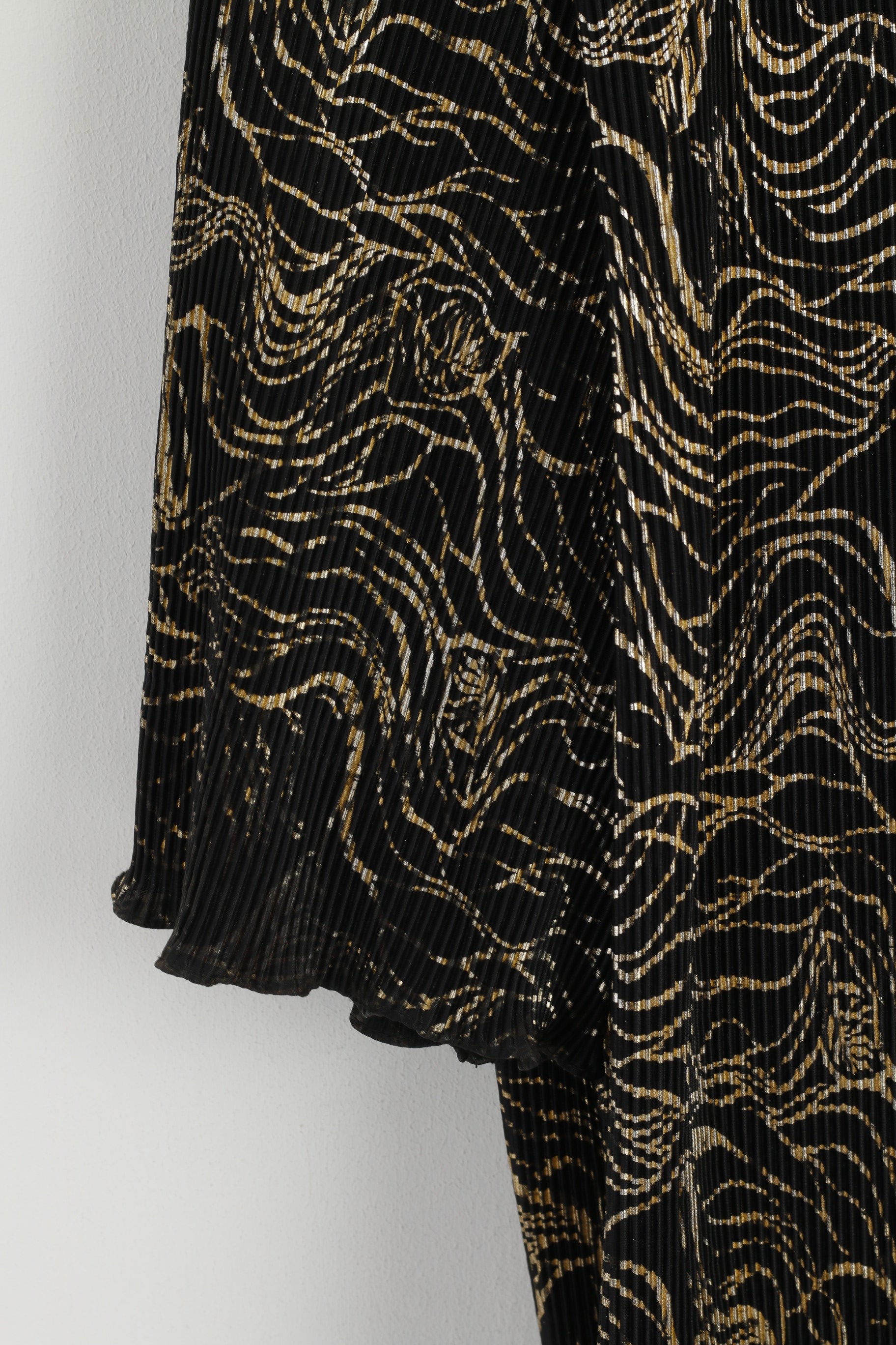 CANADA C&amp;A Femmes 14 42 Chemise Noir Or Imprimé Élégant Haut À Manches Courtes