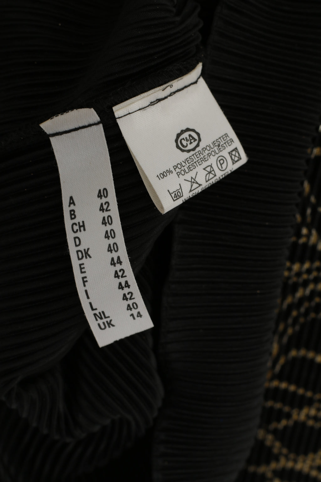 CANADA C&amp;A Femmes 14 42 Chemise Noir Or Imprimé Élégant Haut À Manches Courtes