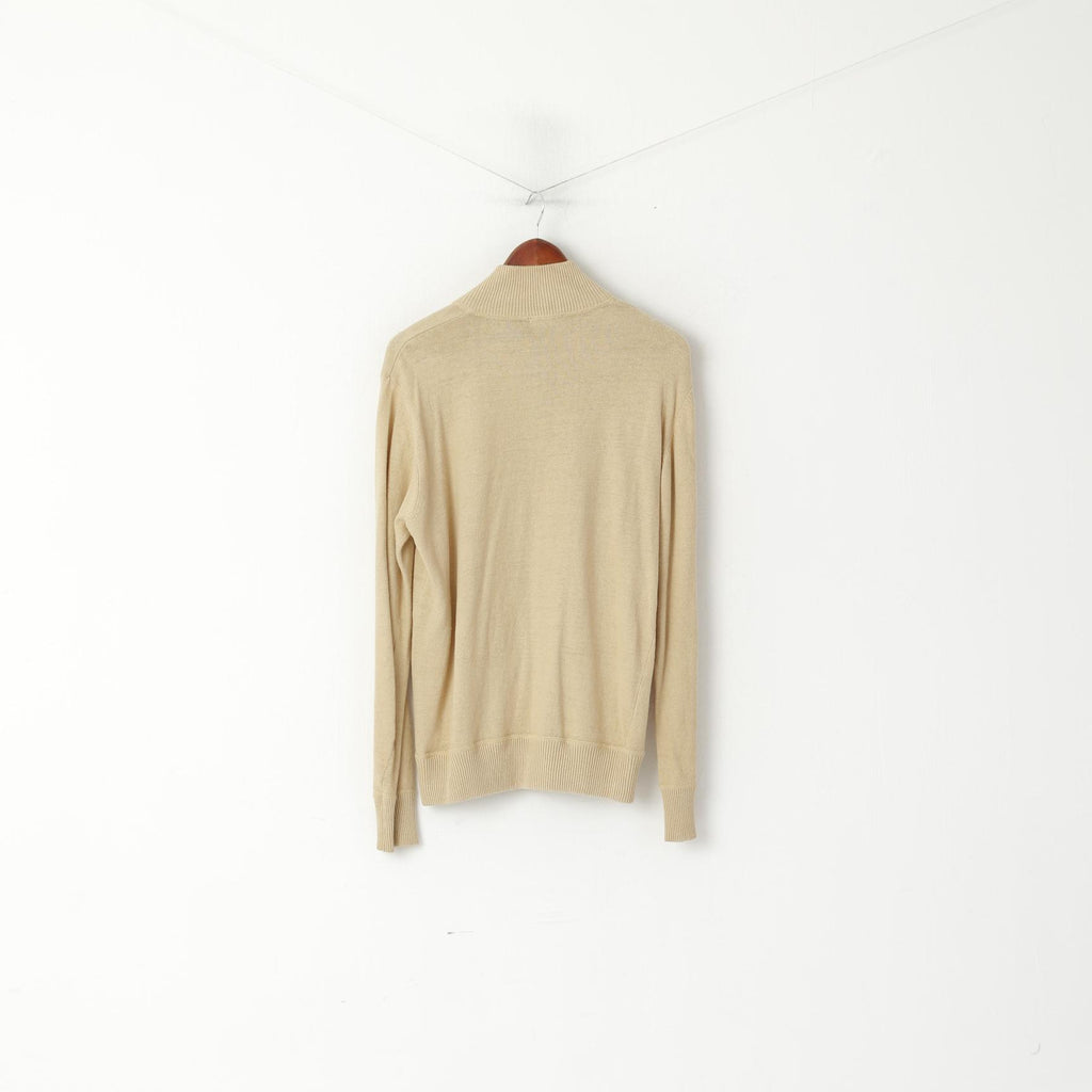 Timberland Uomo Maglione Beige Cardigan con cerniera intera Maglieria in misto cotone e lino