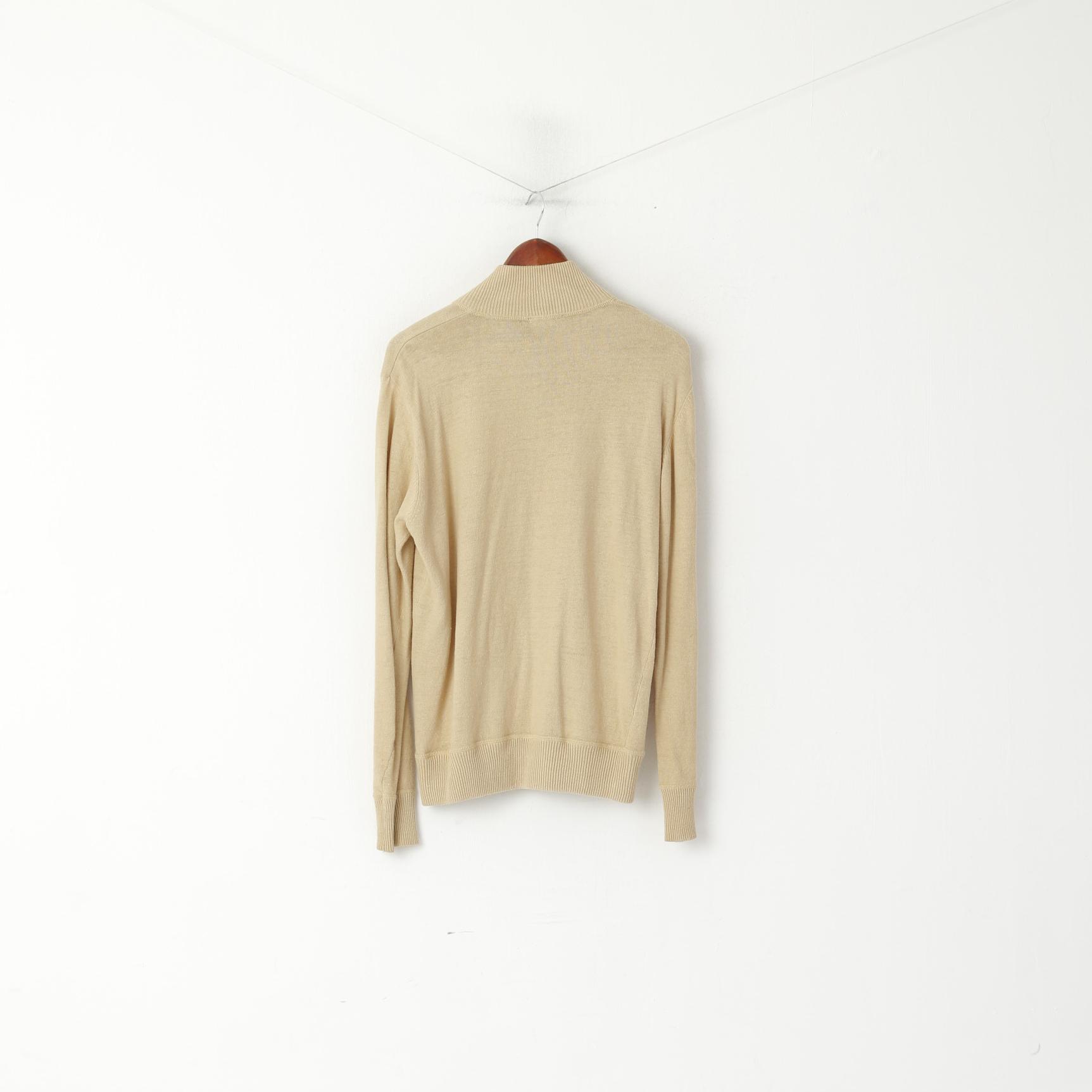 Timberland Uomo Maglione Beige Cardigan con cerniera intera Maglieria in misto cotone e lino