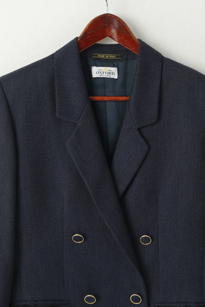 Giacca classica in lana italiana con bottoni dorati blu scuro da donna di prima classe Oxford 10 44 M