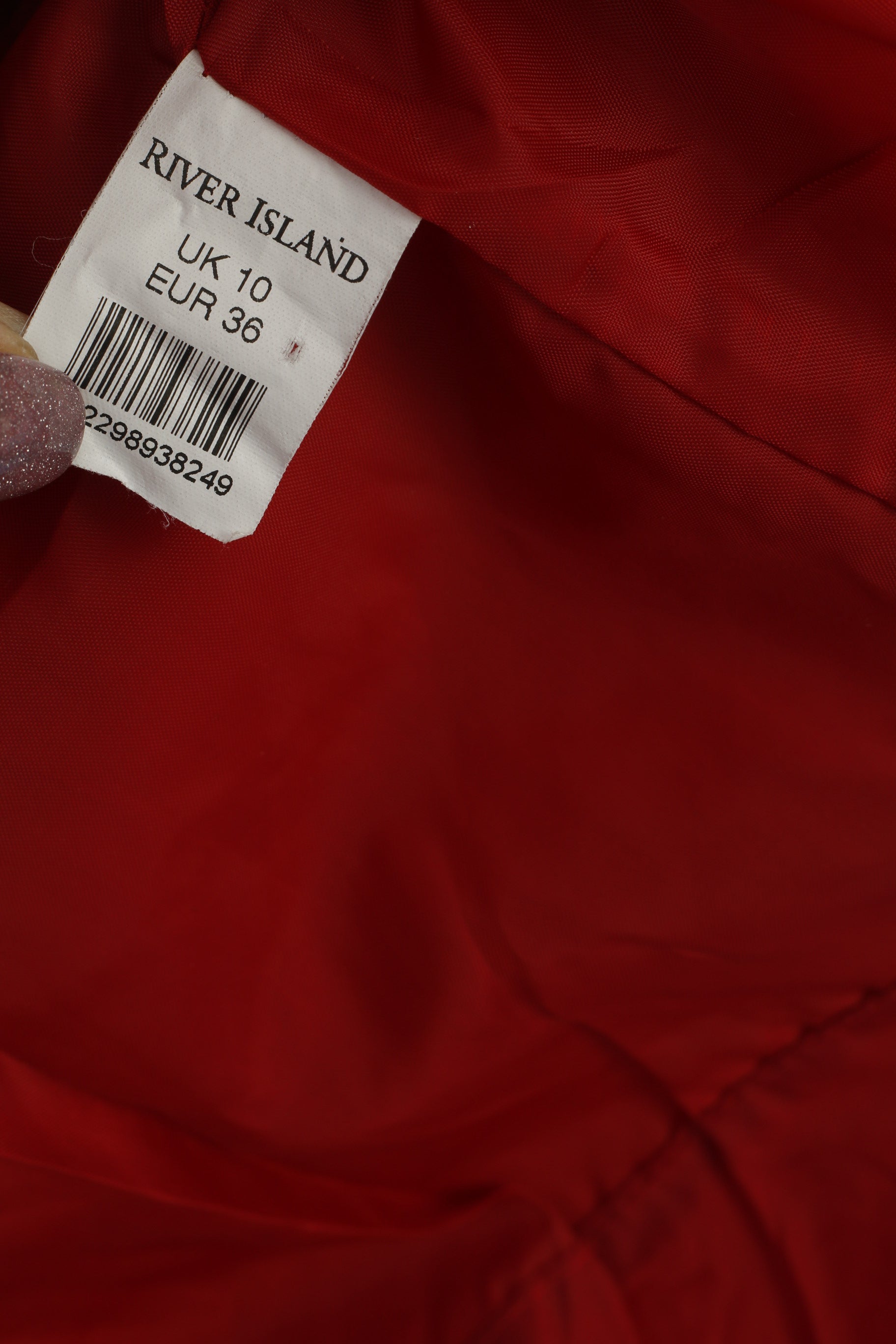 River Island Women 10 S Bodywarmer Red Check Nylon Quilted Snaps Vest