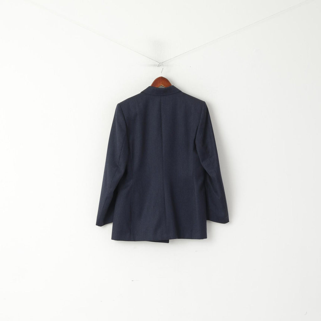 Giacca classica in lana italiana con bottoni dorati blu scuro da donna di prima classe Oxford 10 44 M