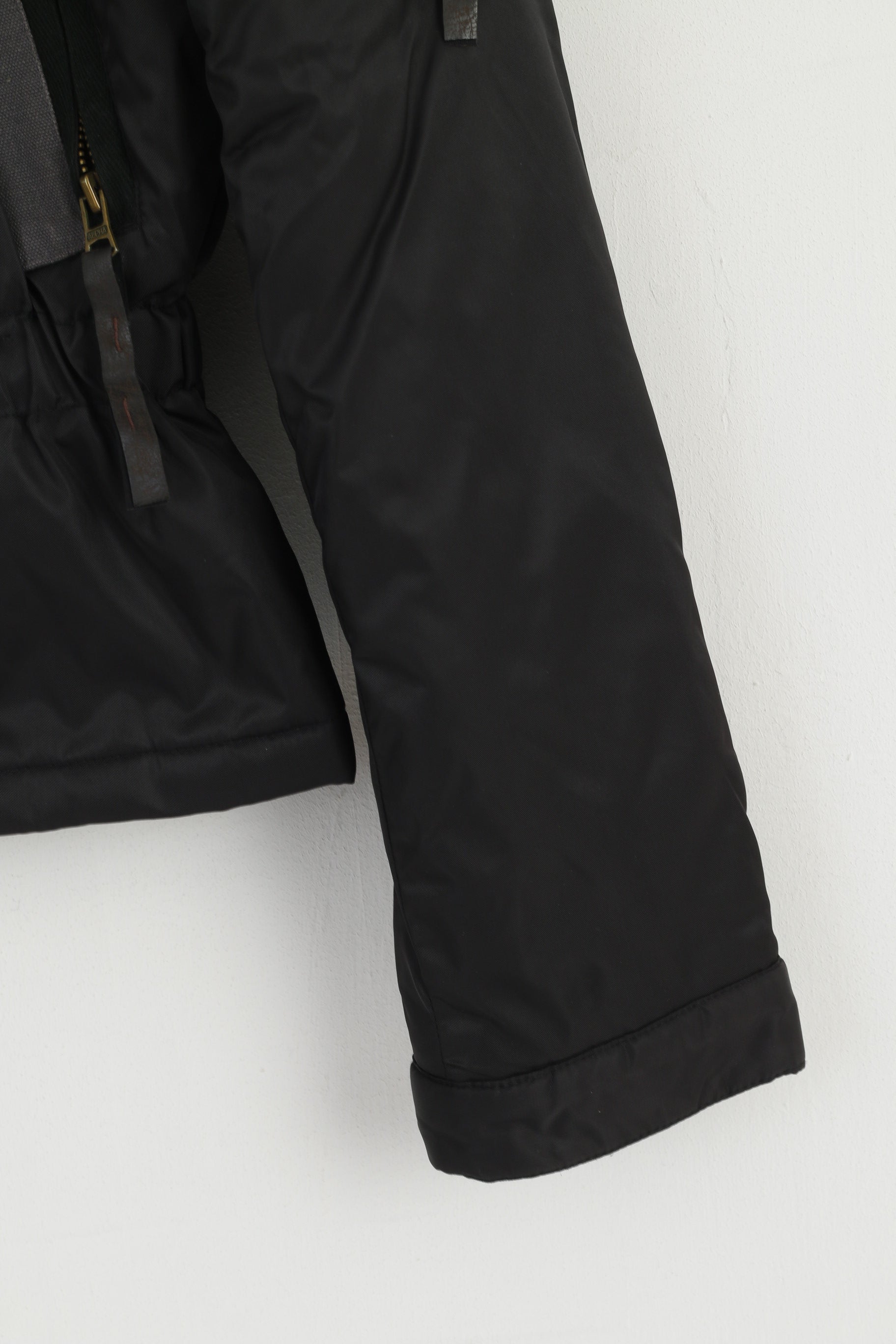 Alpha Industries Veste M pour femme Noir Biker Nylon imperméable rembourré avec capuche cachée
