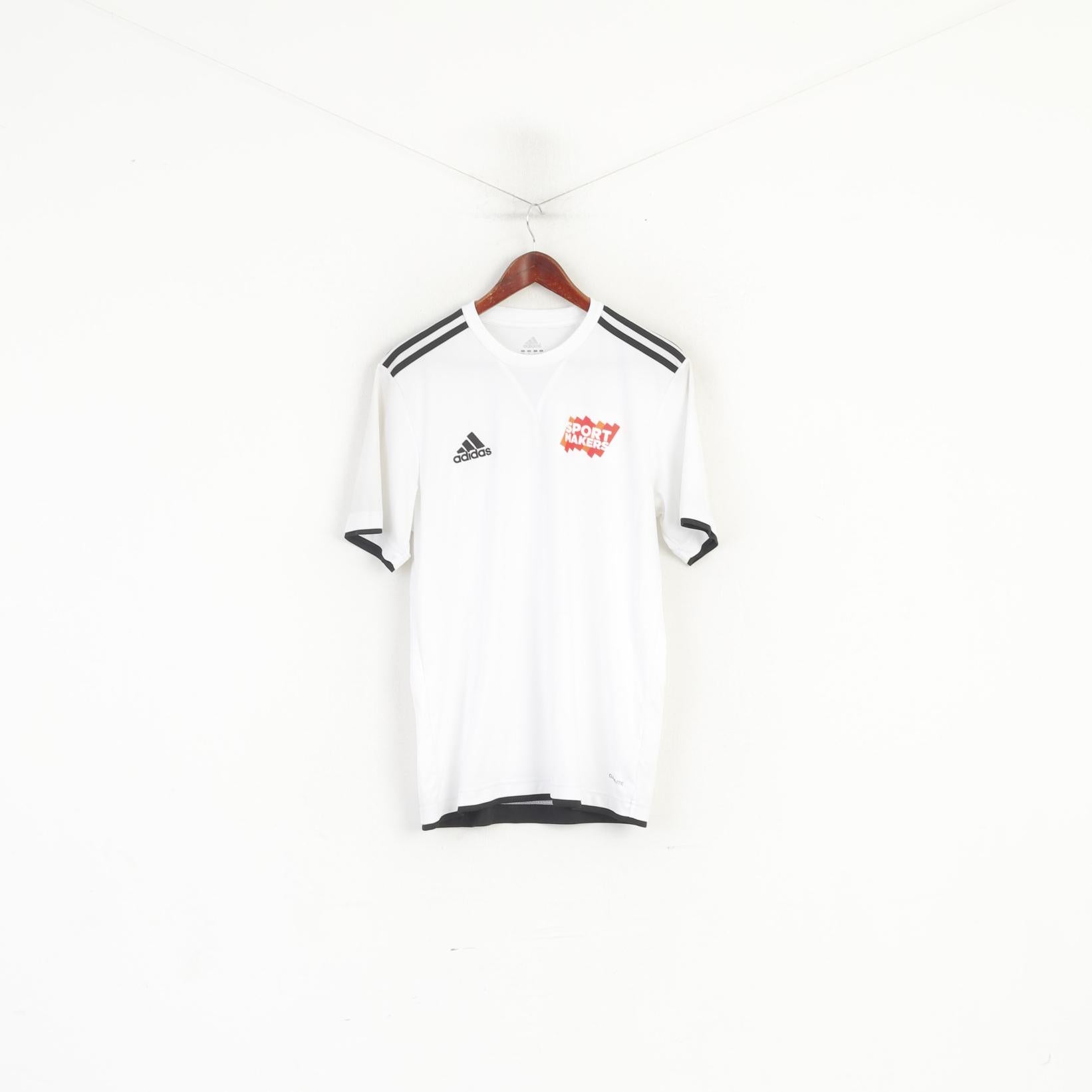 Adidas Hommes M Chemise Blanc Climalite Sport Maker Sportswear 3 Stripe Jersey Top