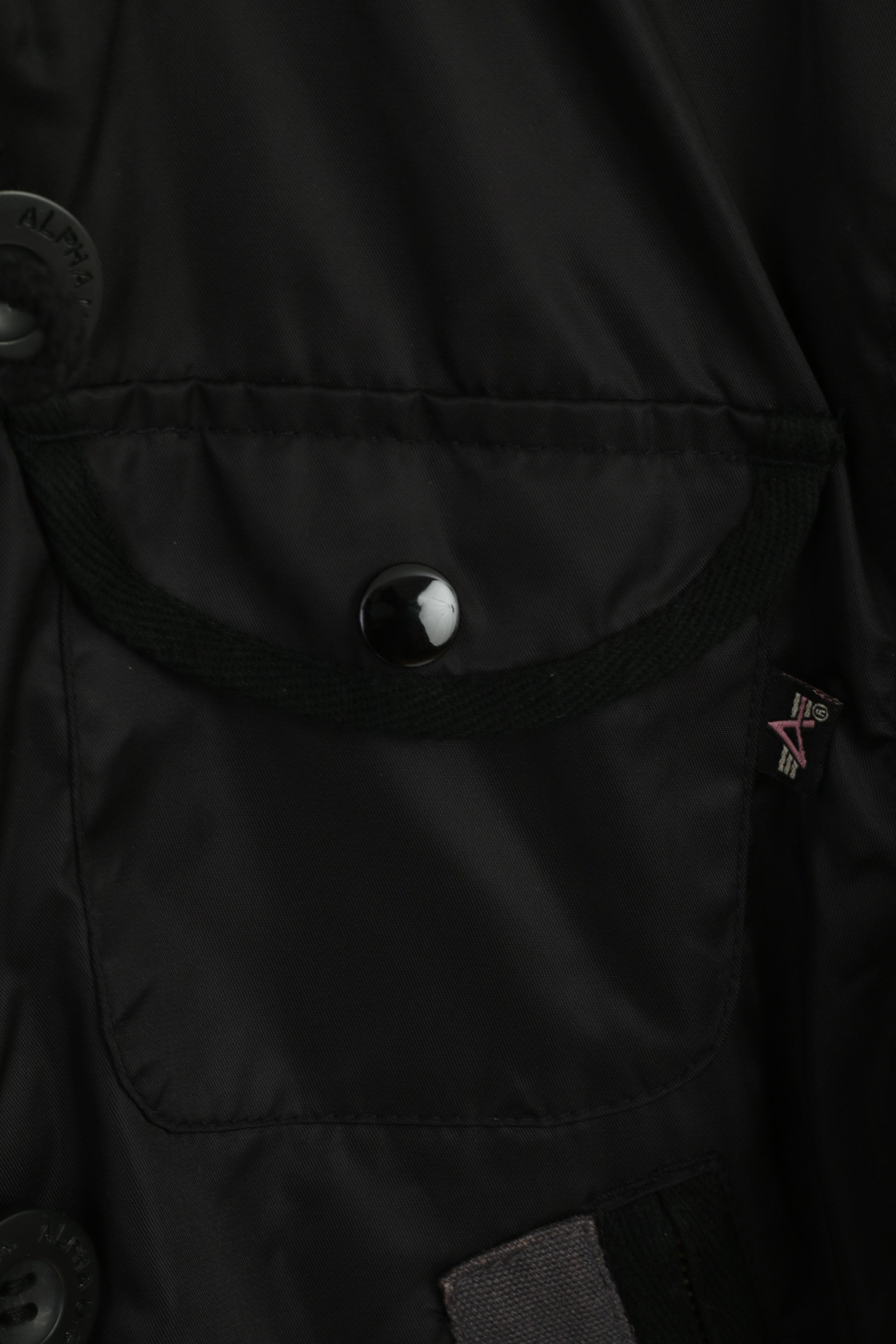 Alpha Industries Veste M pour femme Noir Biker Nylon imperméable rembourré avec capuche cachée