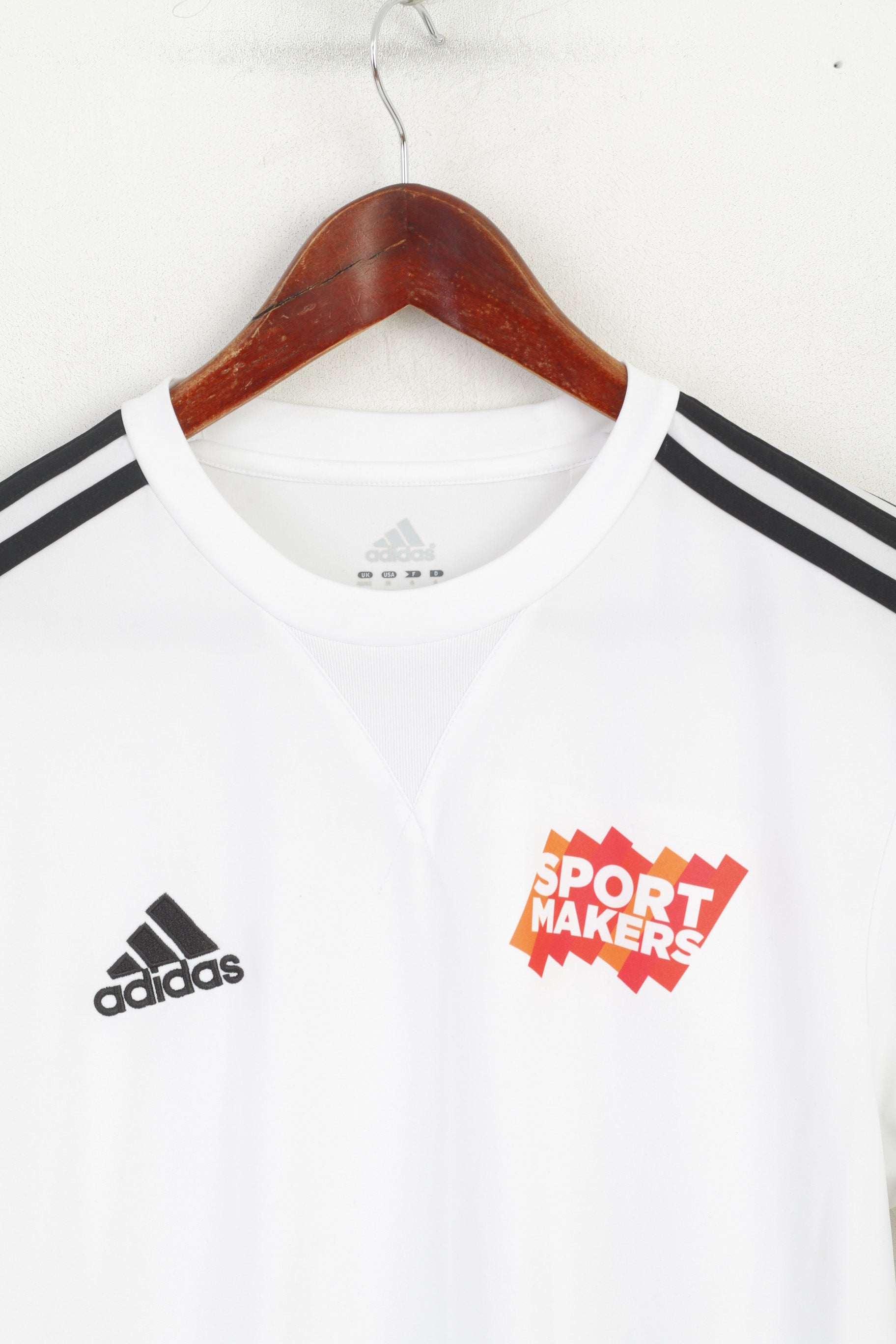 Adidas Hommes M Chemise Blanc Climalite Sport Maker Sportswear 3 Stripe Jersey Top