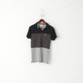 Soviet Men XS Polo Shirt Grey Striped Cotton Russian Built Classic Logo Top