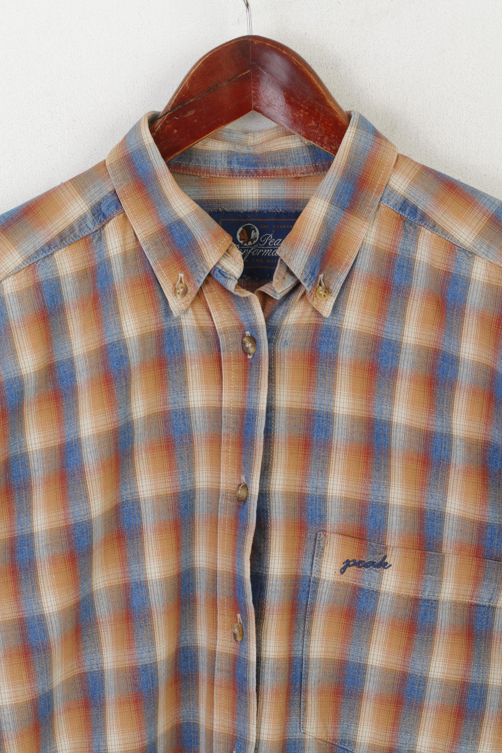 Peak Performance Women M Casual Shirt Marron Délavé Check Cotton Outdoor Top